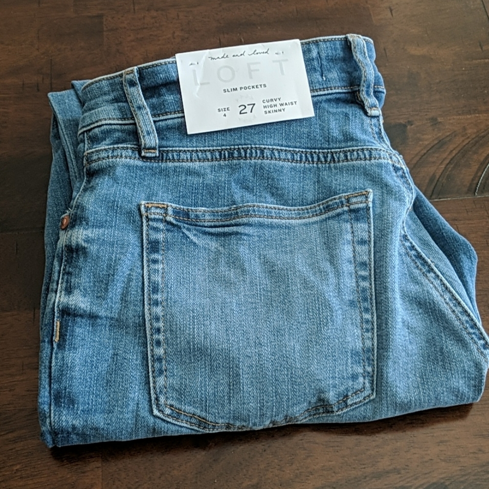 NWT Super trendy loft raw hem jeans